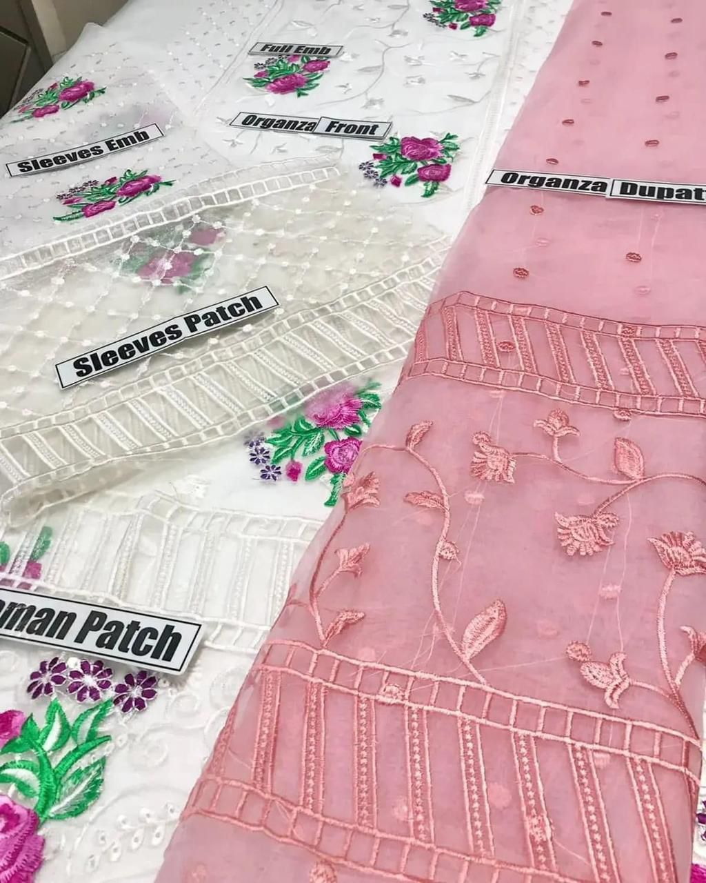 3PC ORGANZA EMBORIDED SUITS WITH ORGANZA EMB DUPATTA  SS-276