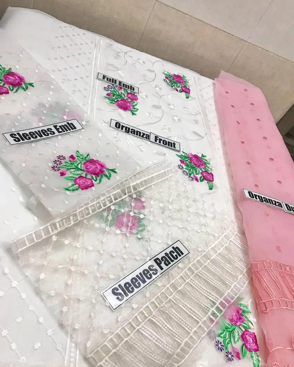 3PC ORGANZA EMBORIDED SUITS WITH ORGANZA EMB DUPATTA  SS-276