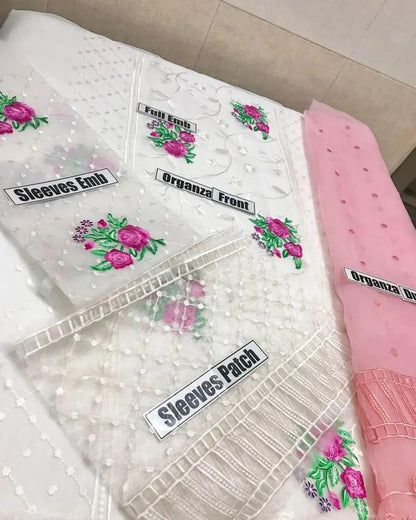 3PC ORGANZA EMBORIDED SUITS WITH ORGANZA EMB DUPATTA  SS-276