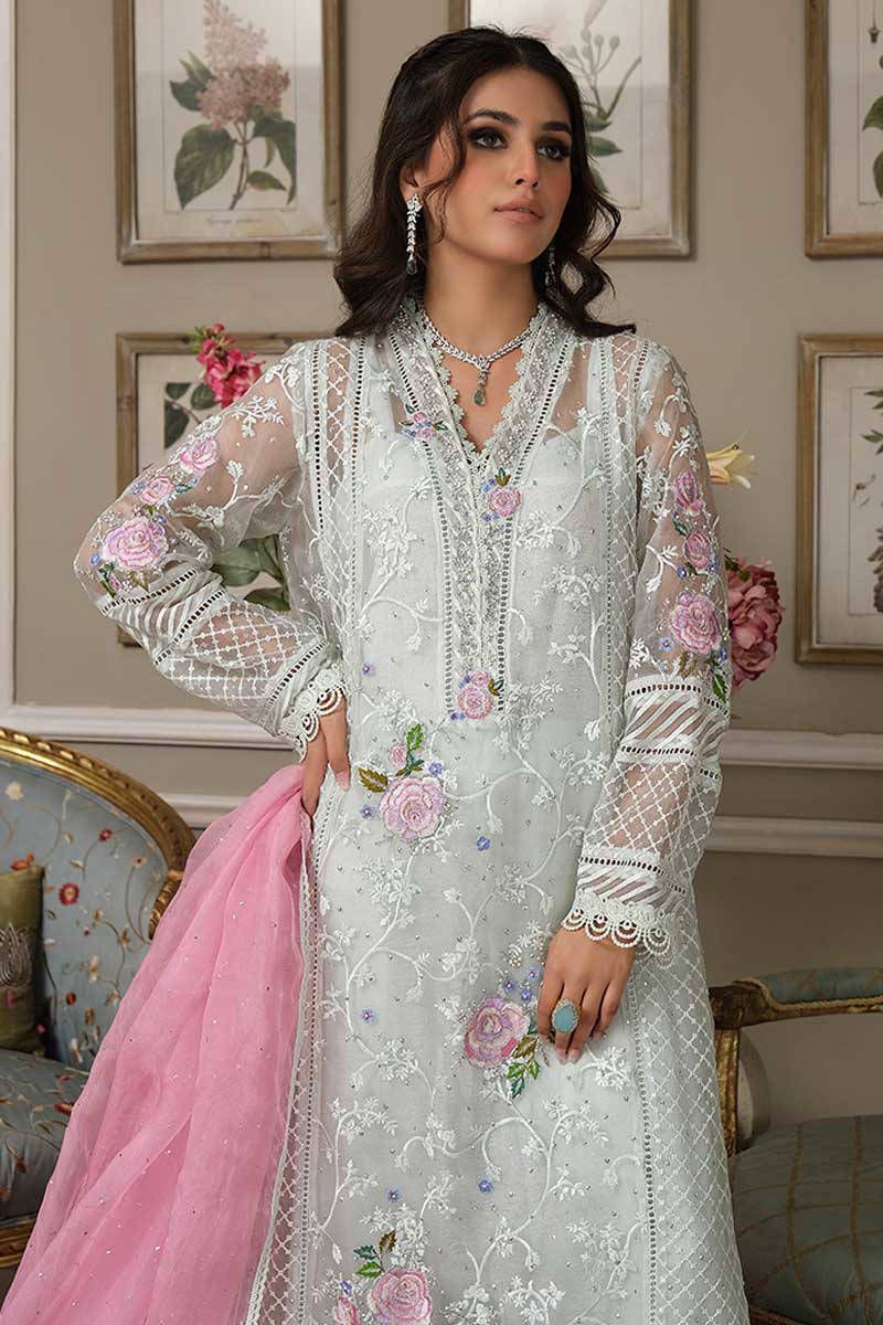 3PC ORGANZA EMBORIDED SUITS WITH ORGANZA EMB DUPATTA  SS-276