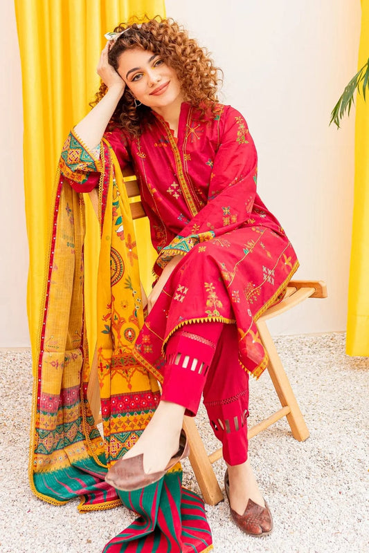3PC DHANAK EMBORIDED SUITS WITH PRINTED PASHMINA WOOL SHAWL