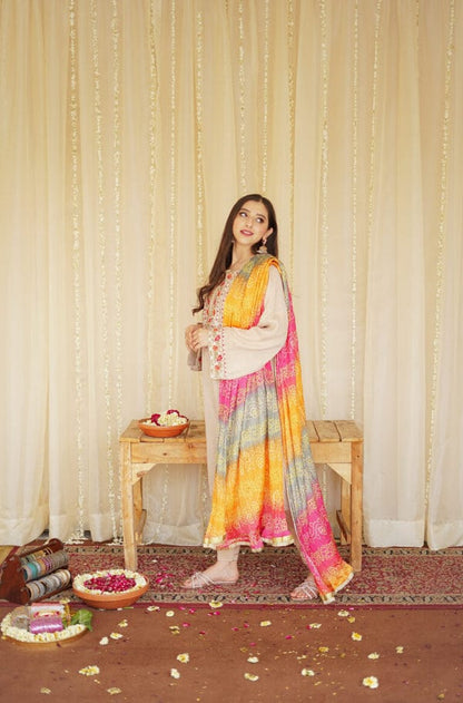 3PC DHANAK EMBORIDED SUITS WITH PRINTED PASHMINA WOOL SHAWL