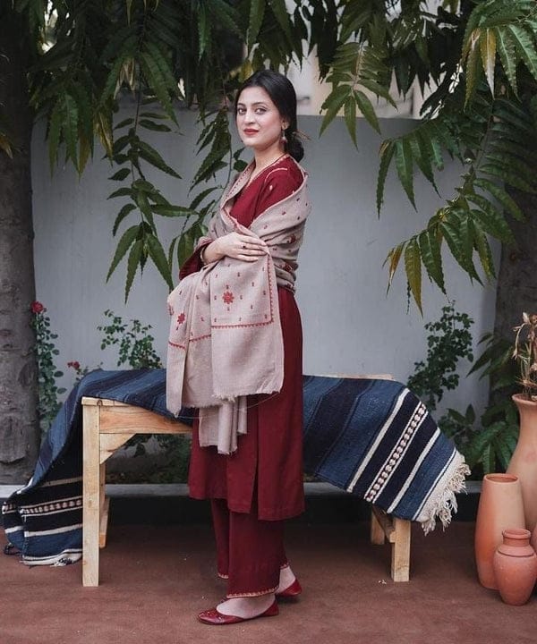 3PC DHANAK EMBORIDED SUITS WITH DHANAK EMB SHAWL