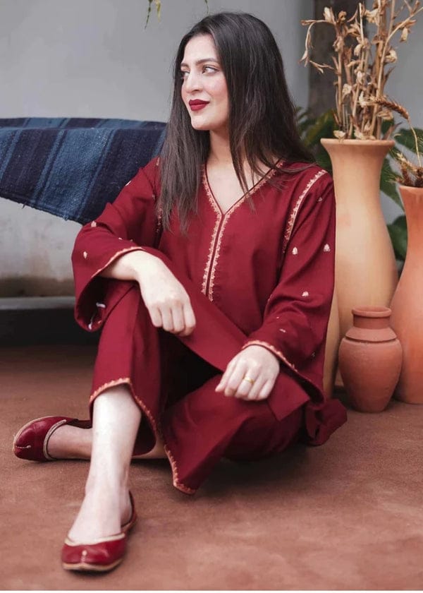 3PC DHANAK EMBORIDED SUITS WITH DHANAK EMB SHAWL
