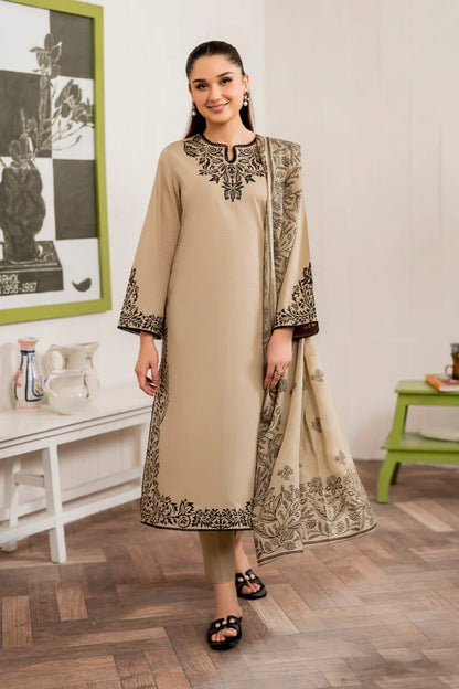 3PC DHANAK EMBORIDED SUITS WITH PRINTED PASHMINA WOOL SHAWL