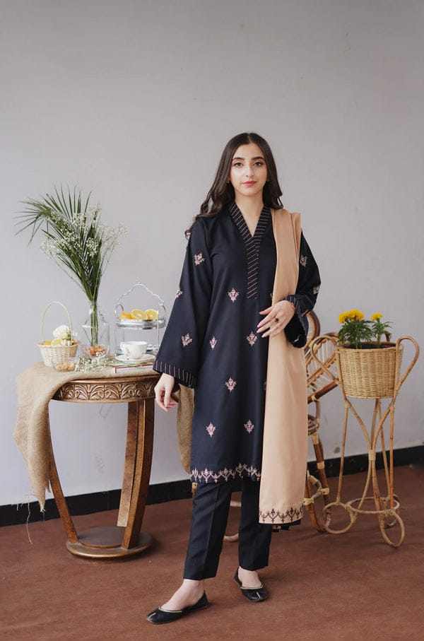 3PC DHANAK EMBORIDED SUITS WITH DHANAK EMB SHAWL