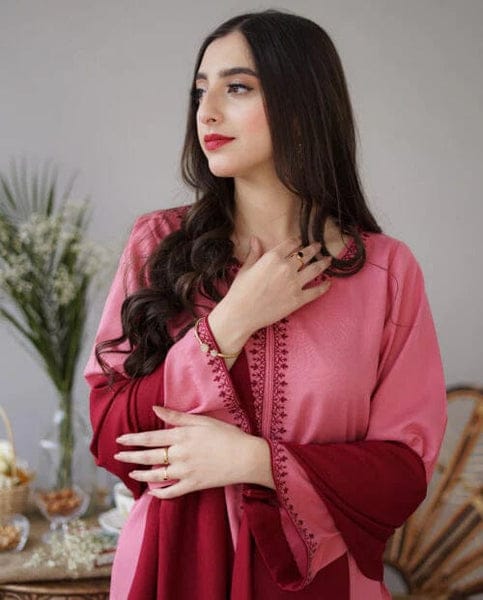 3PC DHANAK EMBORIDED SUITS WITH DHANAM EMB SHAWL