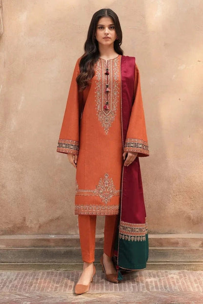 3PC DHANAK EMBORIDED SUITS WITH PRINTED PASHMINA WOOL SHAWL
