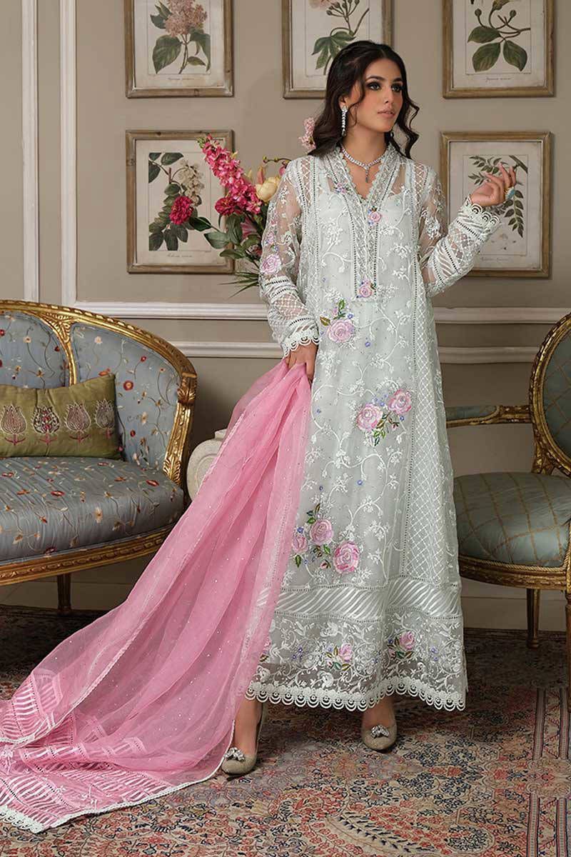 3PC ORGANZA EMBORIDED SUITS WITH ORGANZA EMB DUPATTA  SS-276